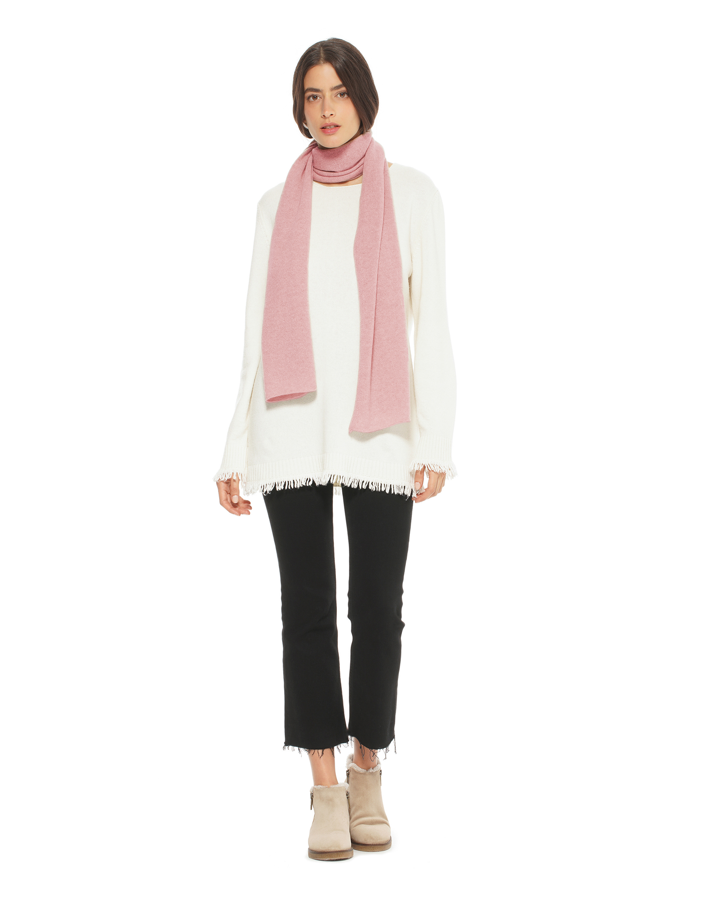 Women's Essential Pure Cashmere Maxi Wide Scarf Old Rose