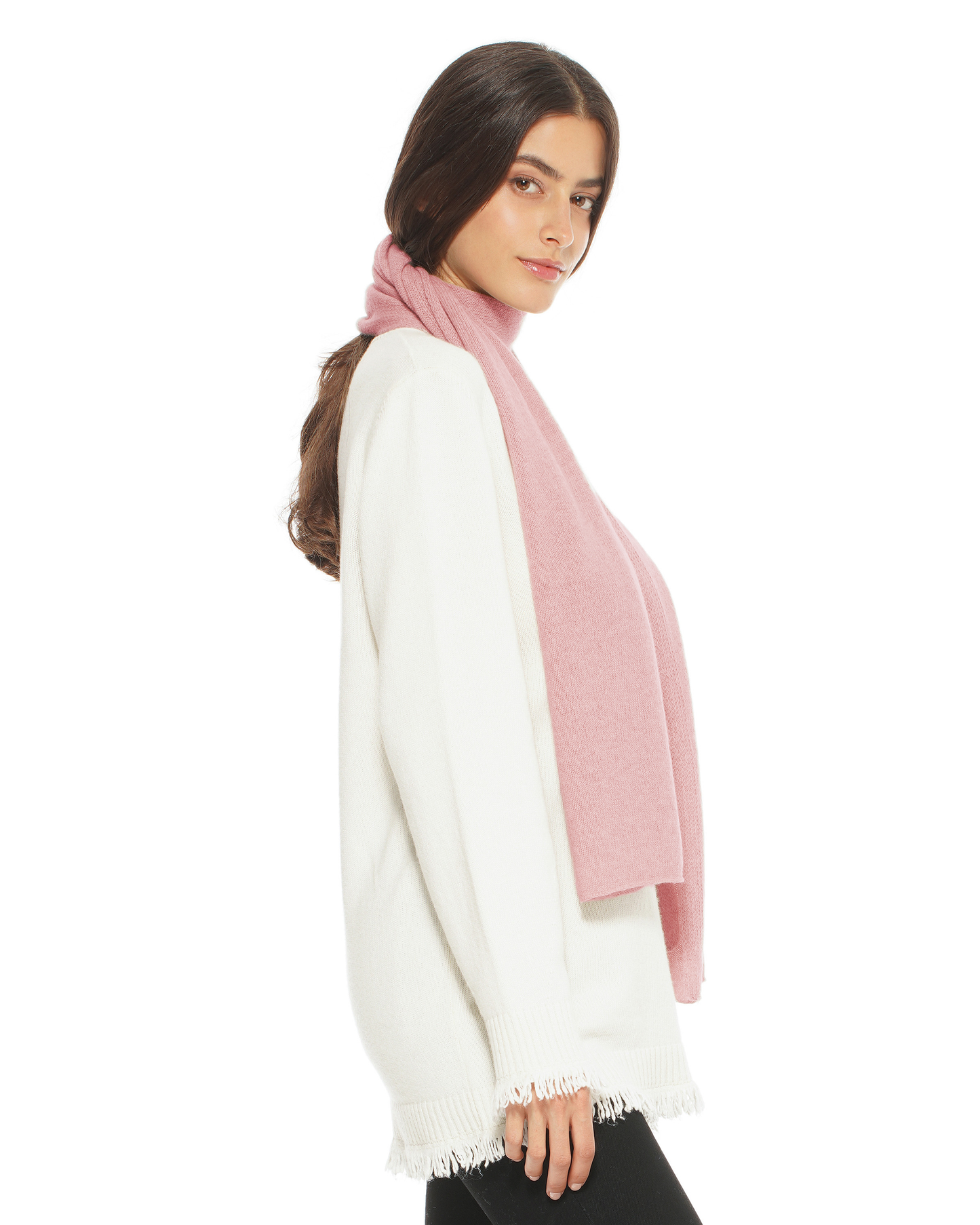 Women's Essential Pure Cashmere Maxi Wide Scarf Old Rose