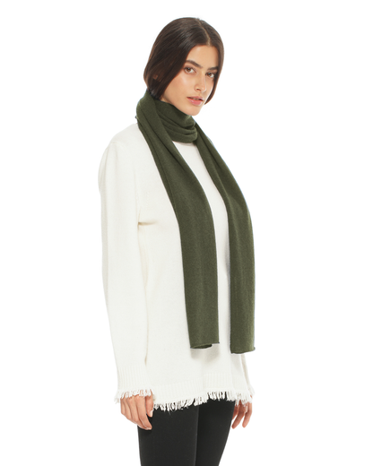 Women's Essential Pure Cashmere Maxi Wide Scarf Olive Green