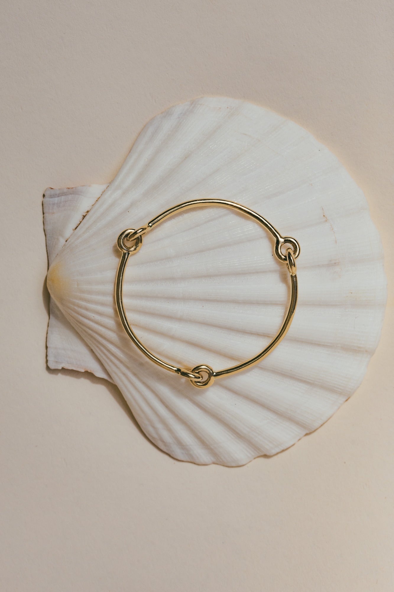 THE NEST 14K GOLD BRACELET
SITTING ON TOP OF A SEA SHELL