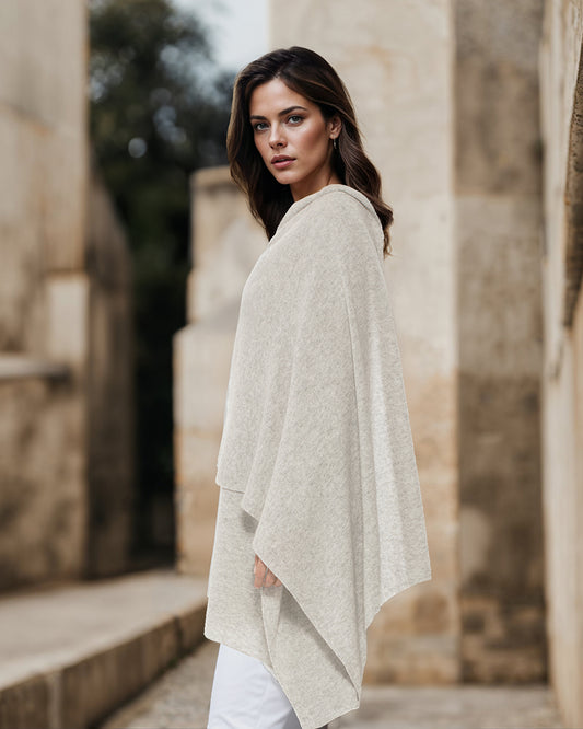 Women's Pure Cashmere Maxi Wrap Light Grey Made In Italy 1