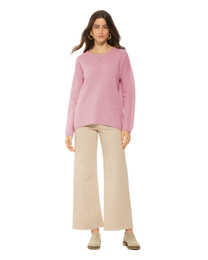 Lightweight Oversized Pure Cashmere Boatneck Sweater Baby Pink