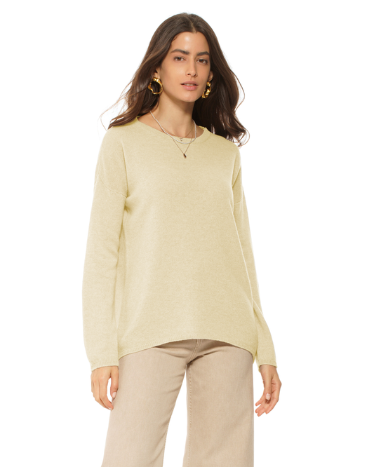 Lightweight Oversized Pure Cashmere Boatneck Sweater Butter Yellow