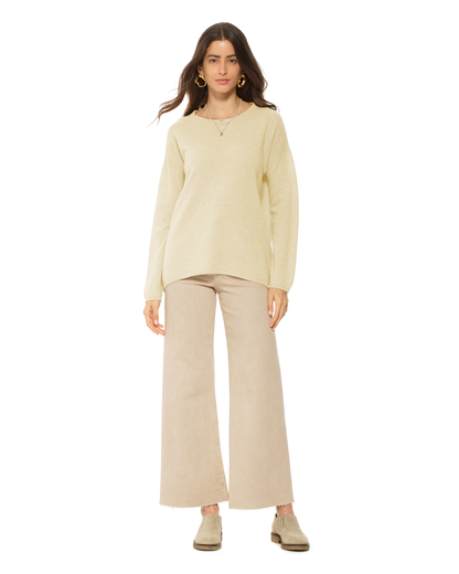 Lightweight Oversized Pure Cashmere Boatneck Sweater Butter Yellow