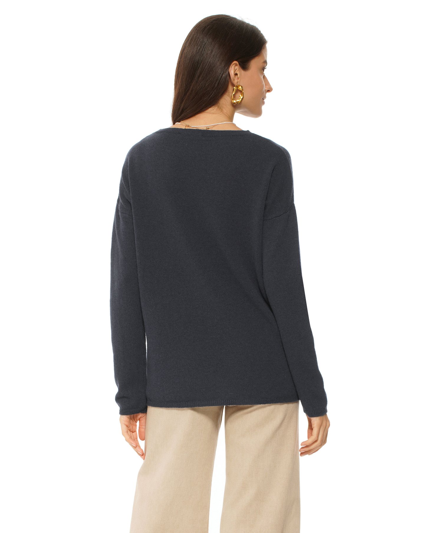 Lightweight Oversized Pure Cashmere Boatneck Sweater Charcoal