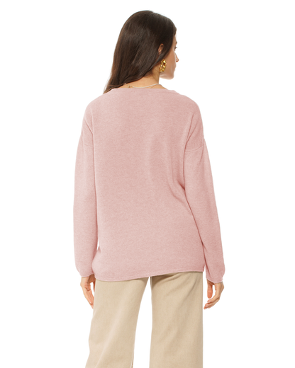 Lightweight Oversized Pure Cashmere Boatneck Sweater Old Rose
