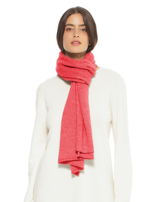 Pure Cashmere Cloud-Soft Scarf Coral Red