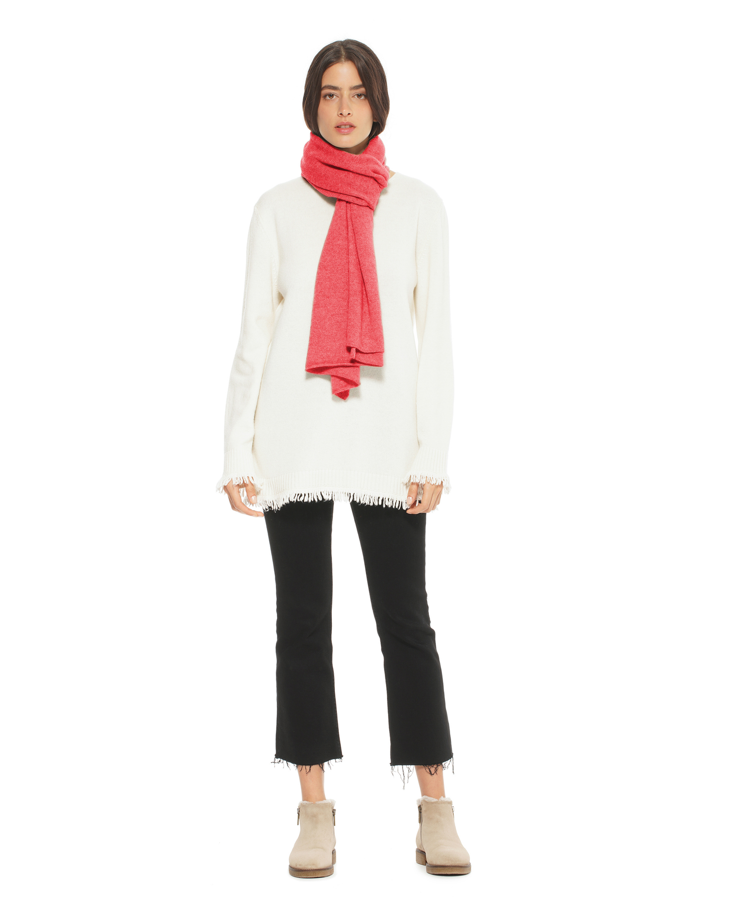 Pure Cashmere Cloud-Soft Scarf Coral Red