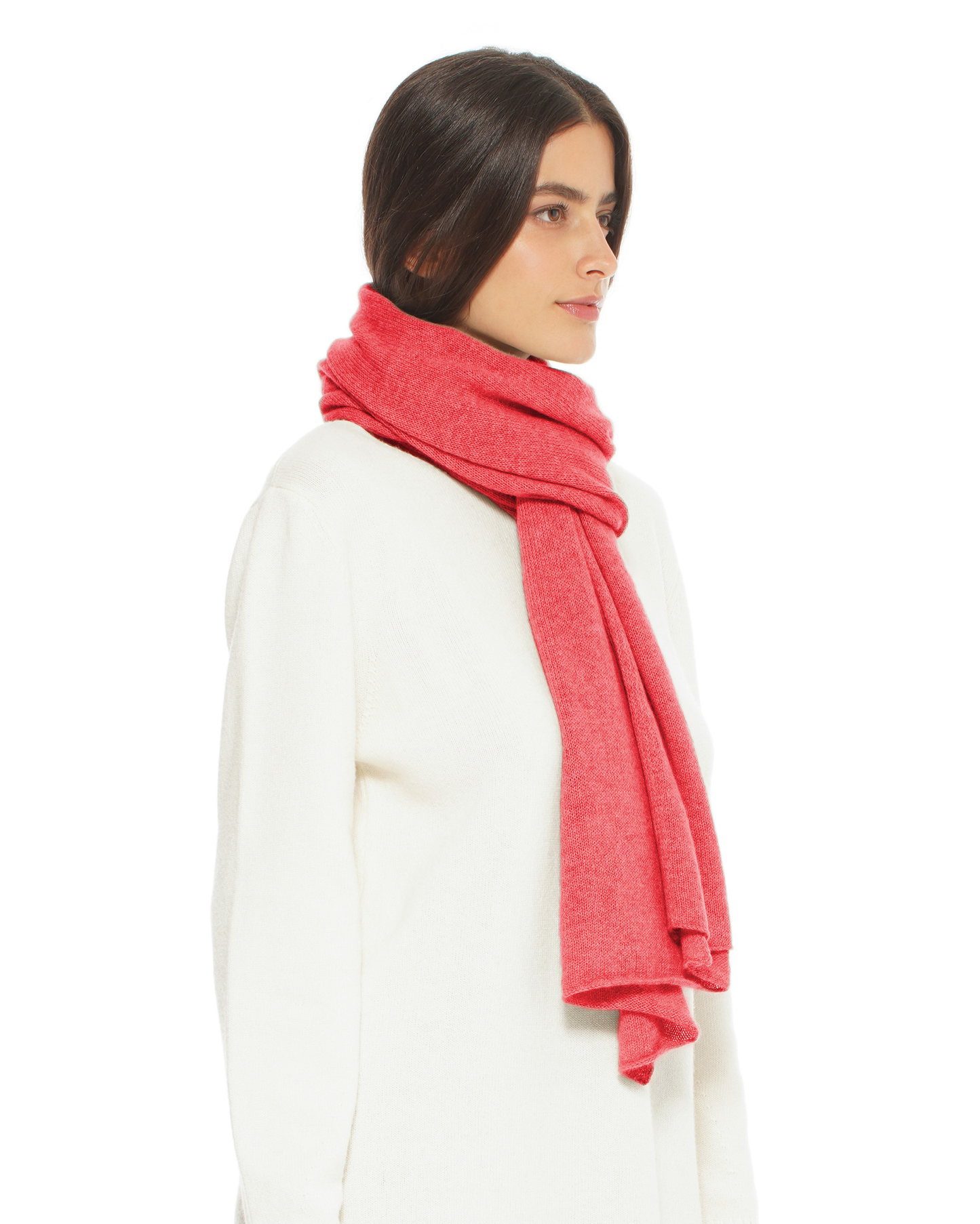 Pure Cashmere Cloud-Soft Scarf Coral Red