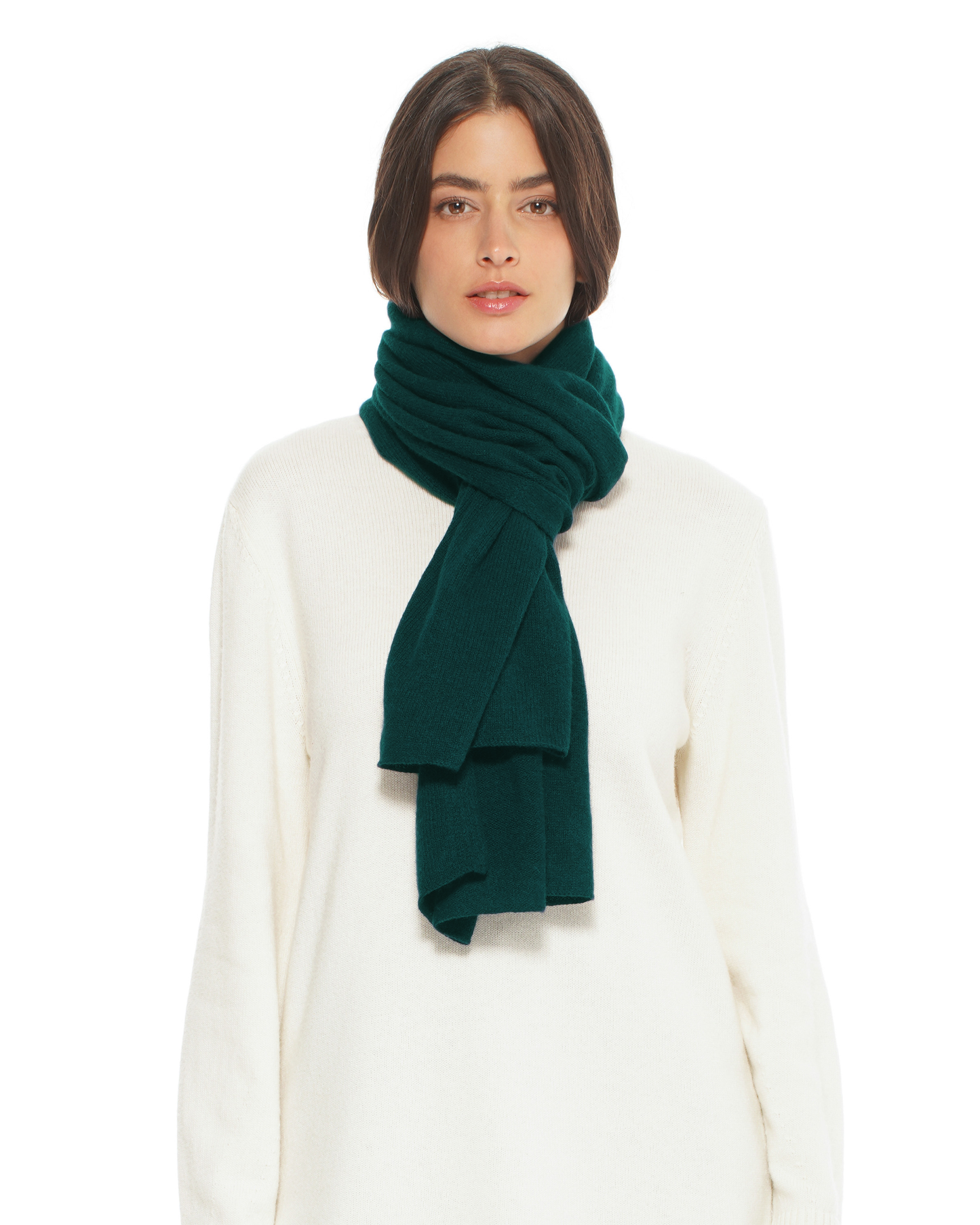 Pure Cashmere Cloud-Soft Scarf Forest Green