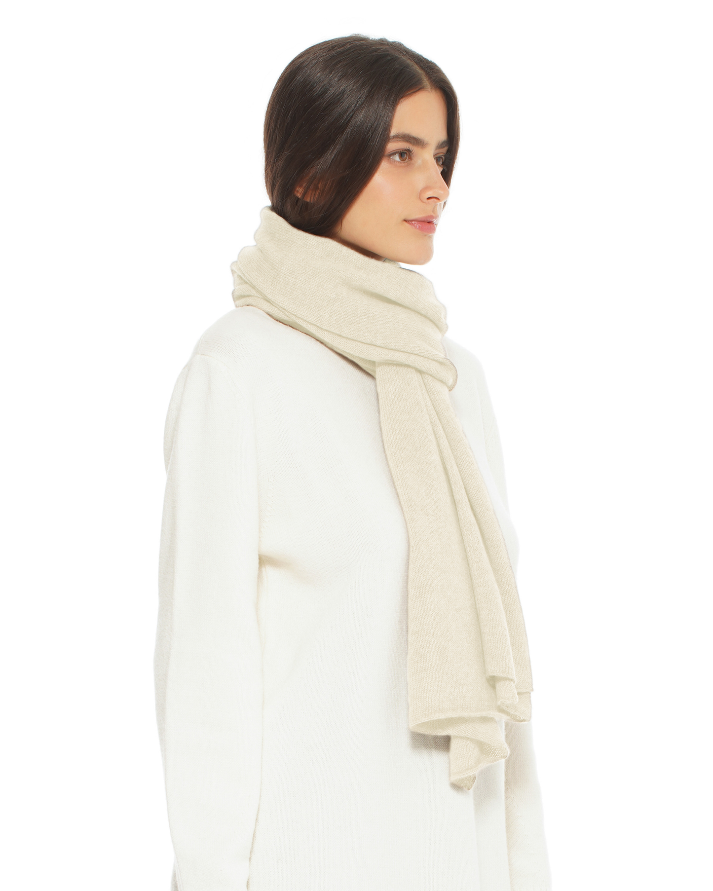 Pure Cashmere Cloud-Soft Scarf Milk White