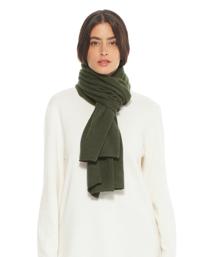 Pure Cashmere Cloud-Soft Scarf Olive Green