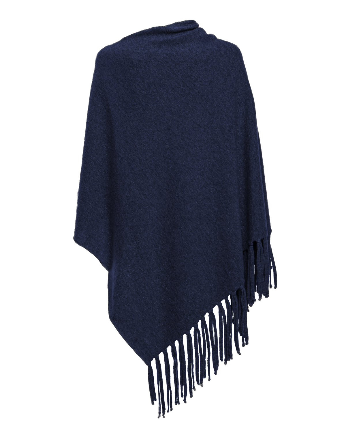 Women's Pure Cashmere Poncho with Fringes Blue