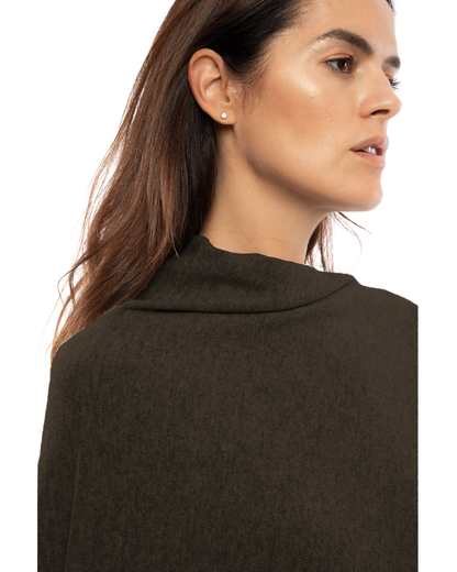 Women's Pure Cashmere Poncho with Fringes Coffee