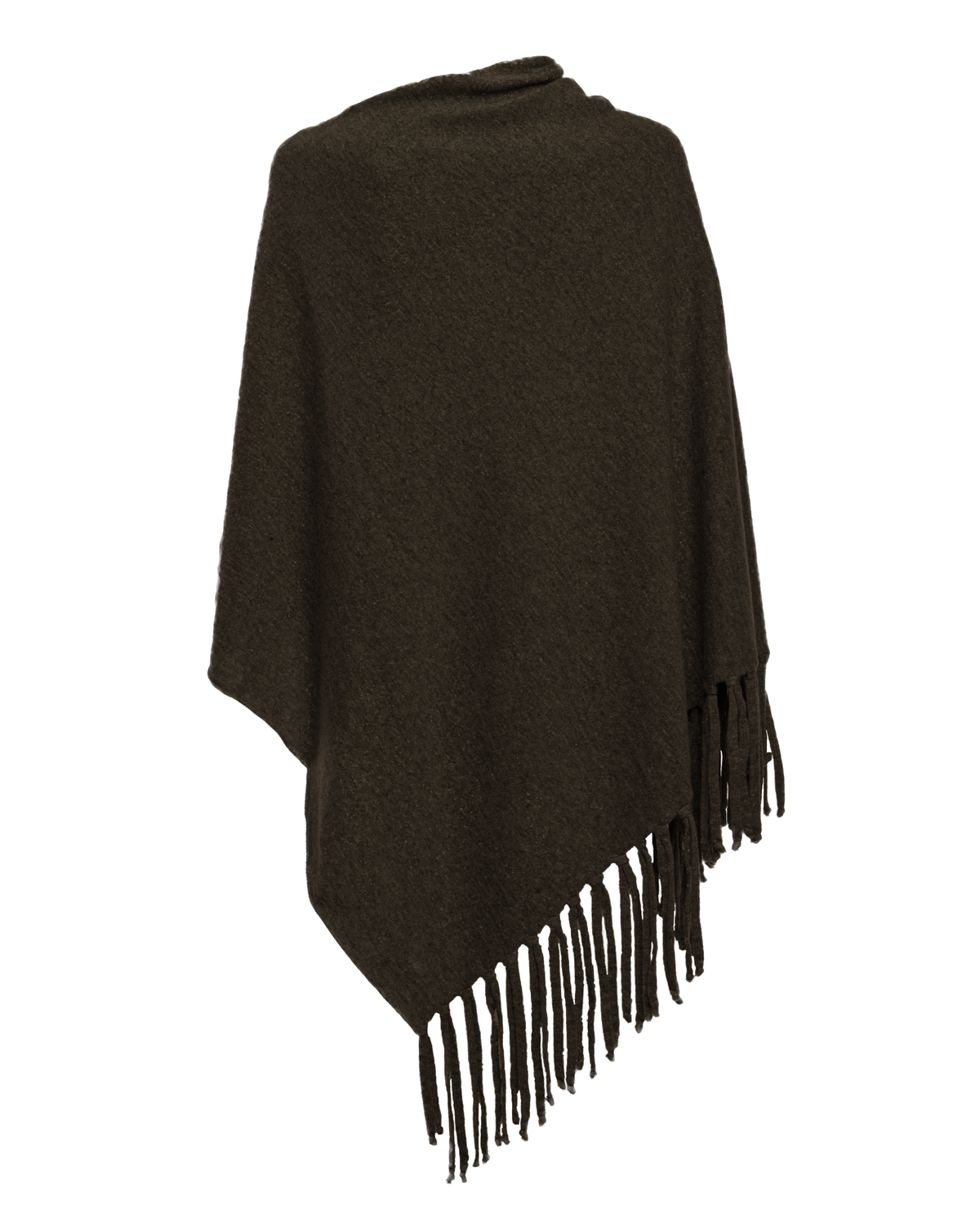 Women's Pure Cashmere Poncho with Fringes Coffee