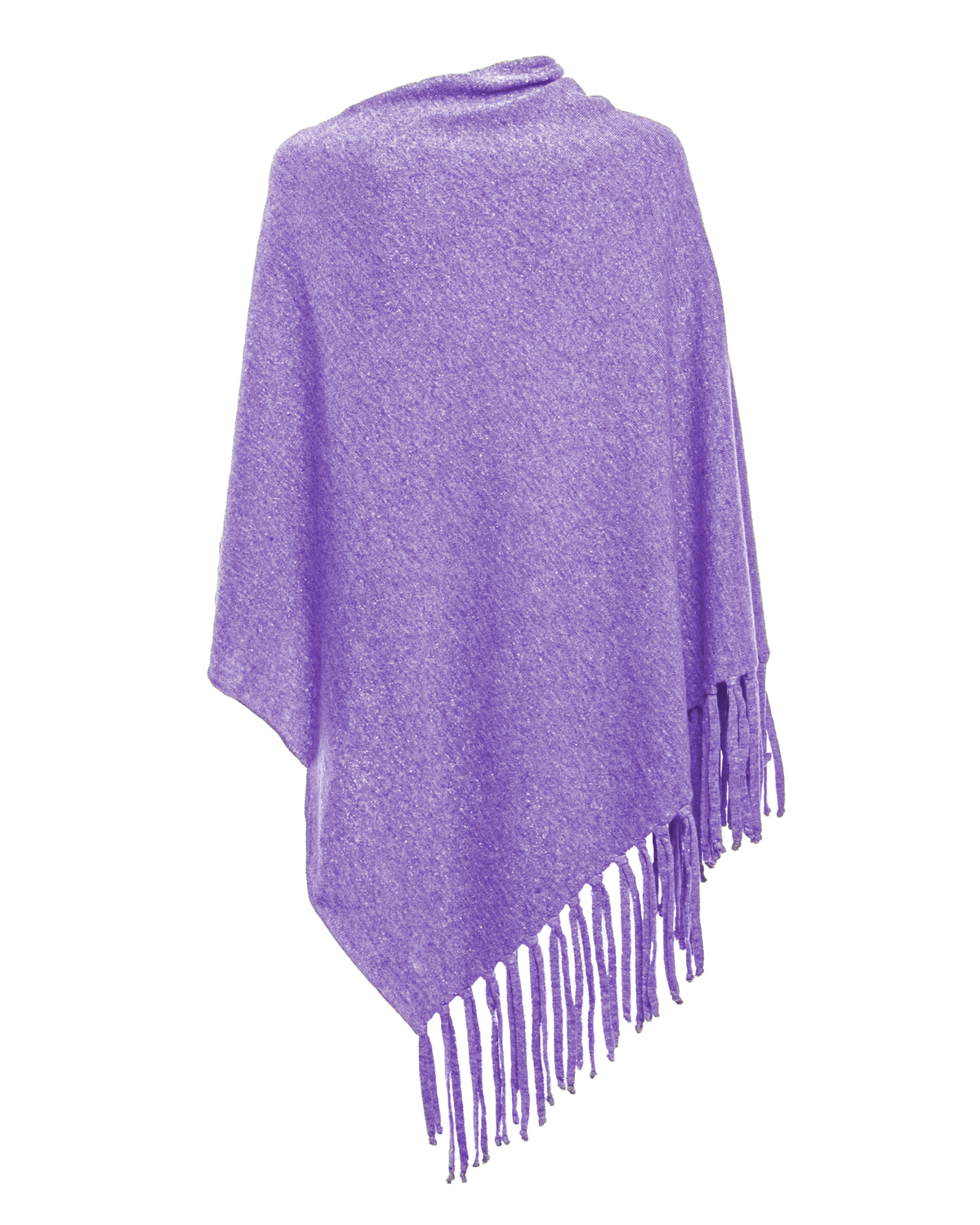 Women's Pure Cashmere Poncho with Fringes Iris Purple