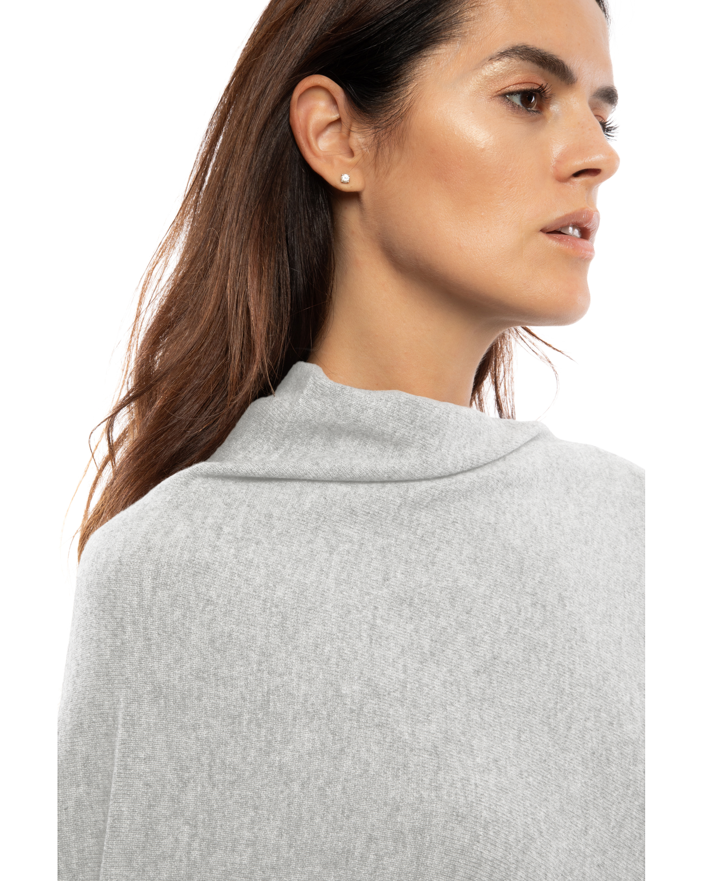 Women's Pure Cashmere Poncho with Fringes Light Gray
