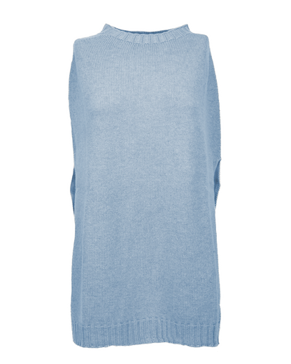 Women's Pure Cashmere Crew Neck Poncho Baby Blue