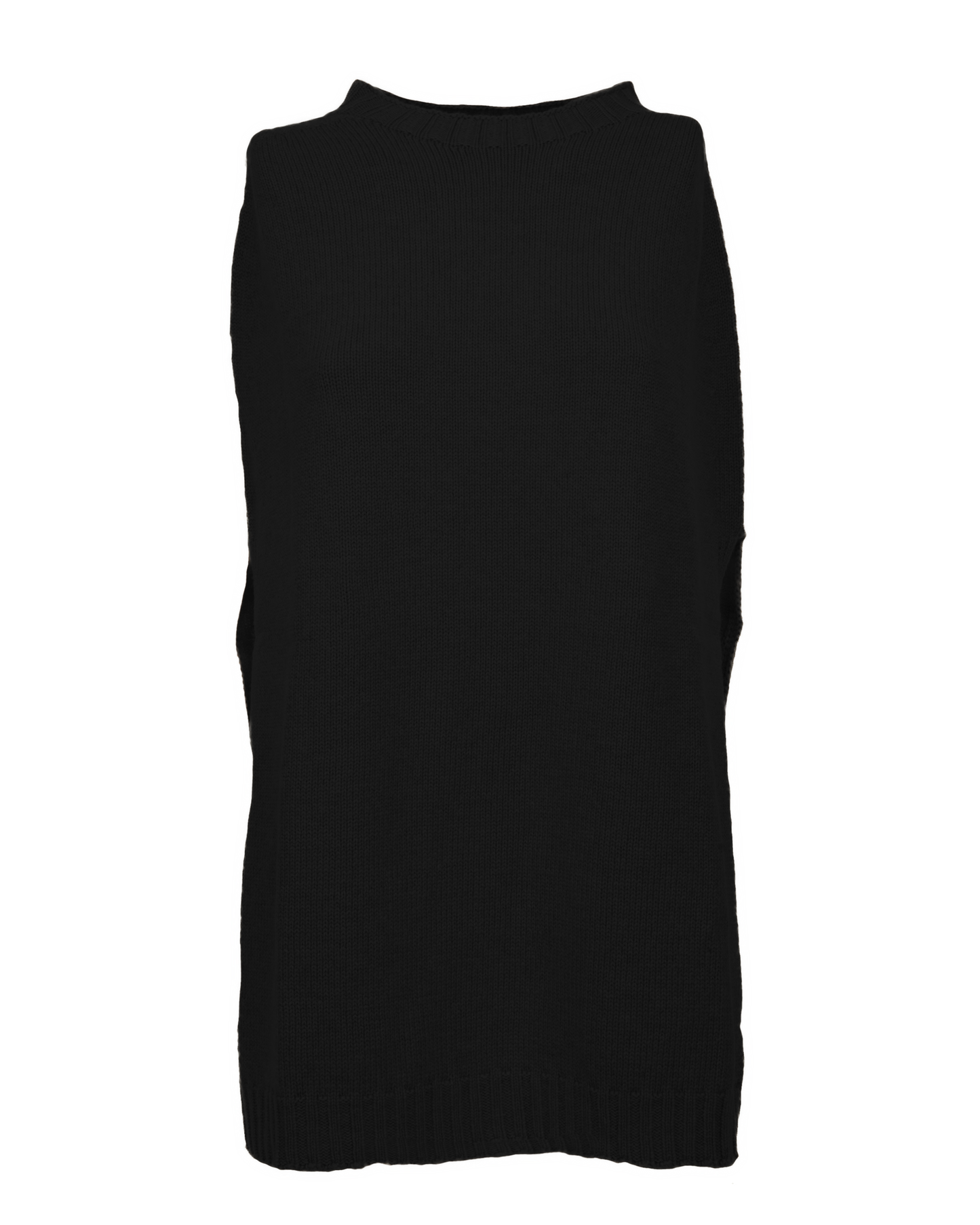 Women's Pure Cashmere Crew Neck Poncho Black