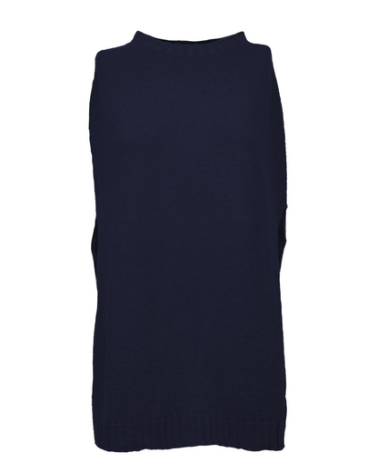Women's Pure Cashmere Crew Neck Poncho Blue