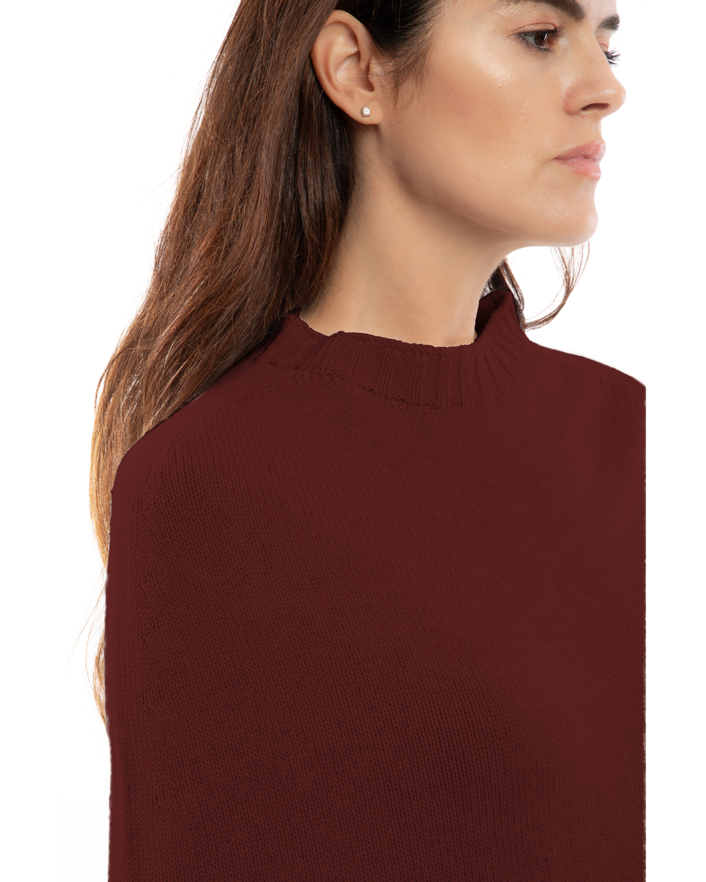 Women's Pure Cashmere Crew Neck Poncho Bordeaux