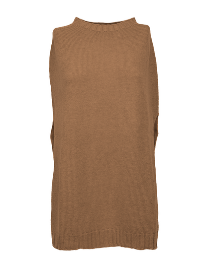 Women's Pure Cashmere Crew Neck Poncho Camel