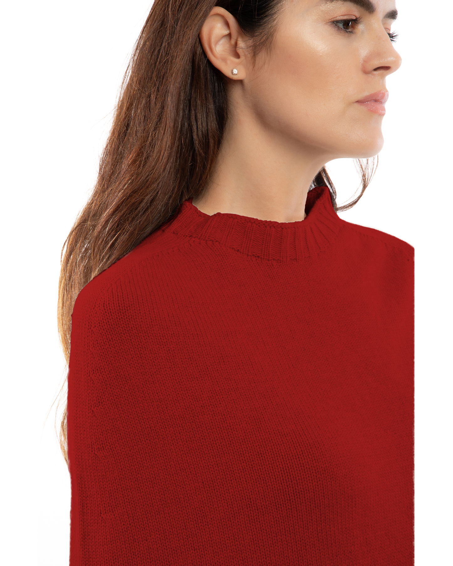 Women's Pure Cashmere Crew Neck Poncho Chianti