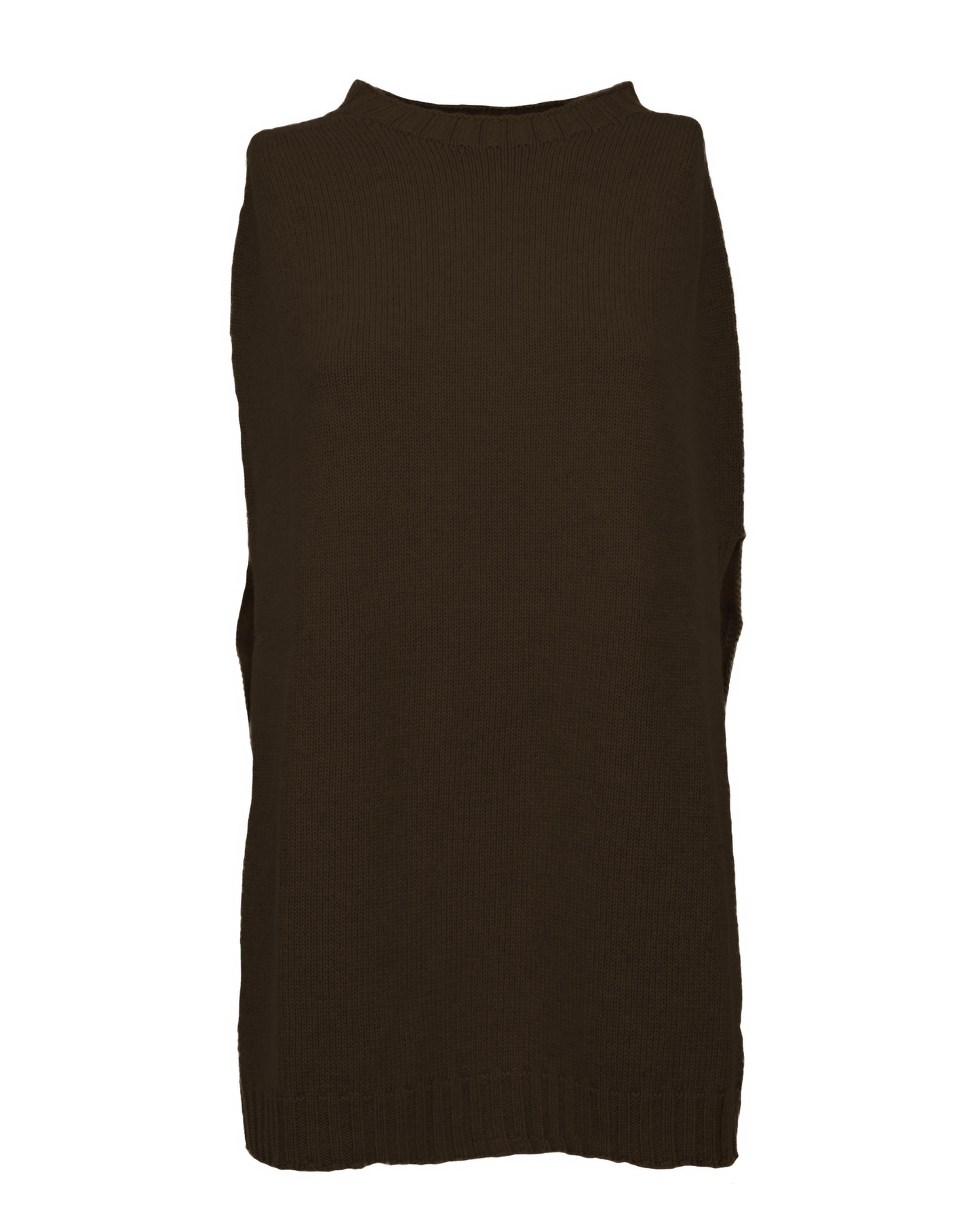Women's Pure Cashmere Crew Neck Poncho Coffee