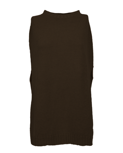 Women's Pure Cashmere Crew Neck Poncho Coffee
