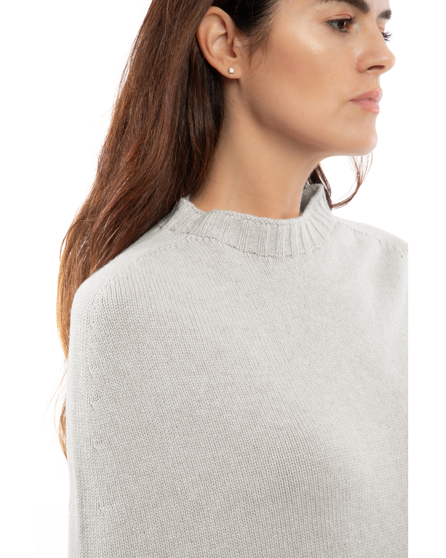 Women's Pure Cashmere Crew Neck Poncho Light Gray