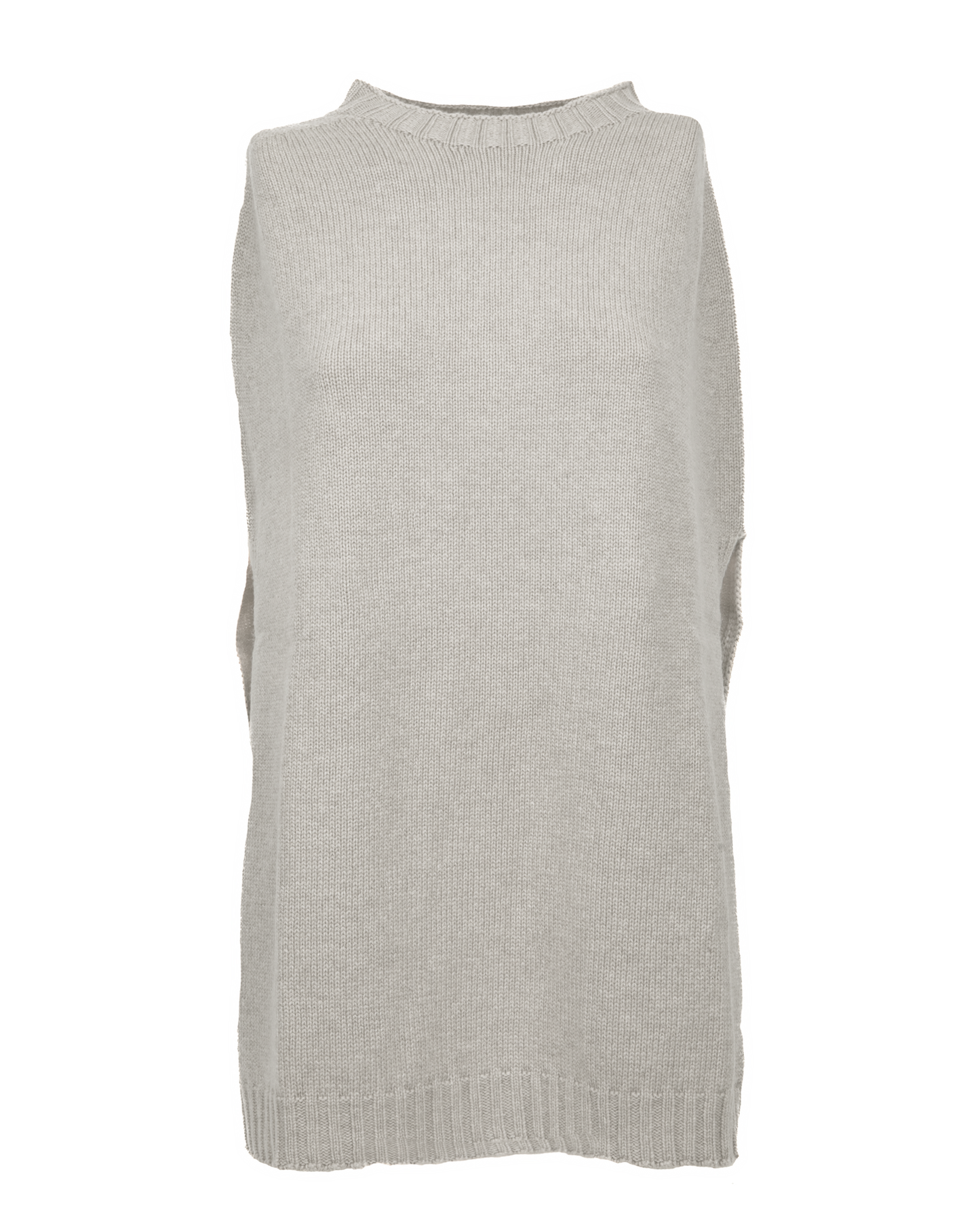 Women's Pure Cashmere Crew Neck Poncho Light Gray