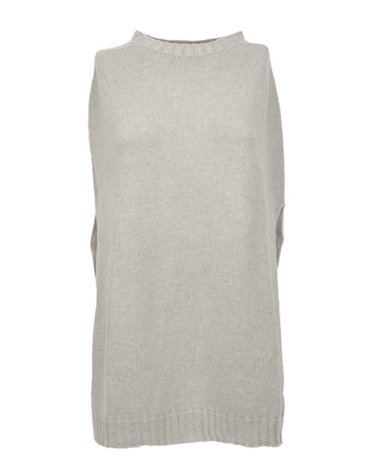 Women's Pure Cashmere Crew Neck Poncho Light Gray