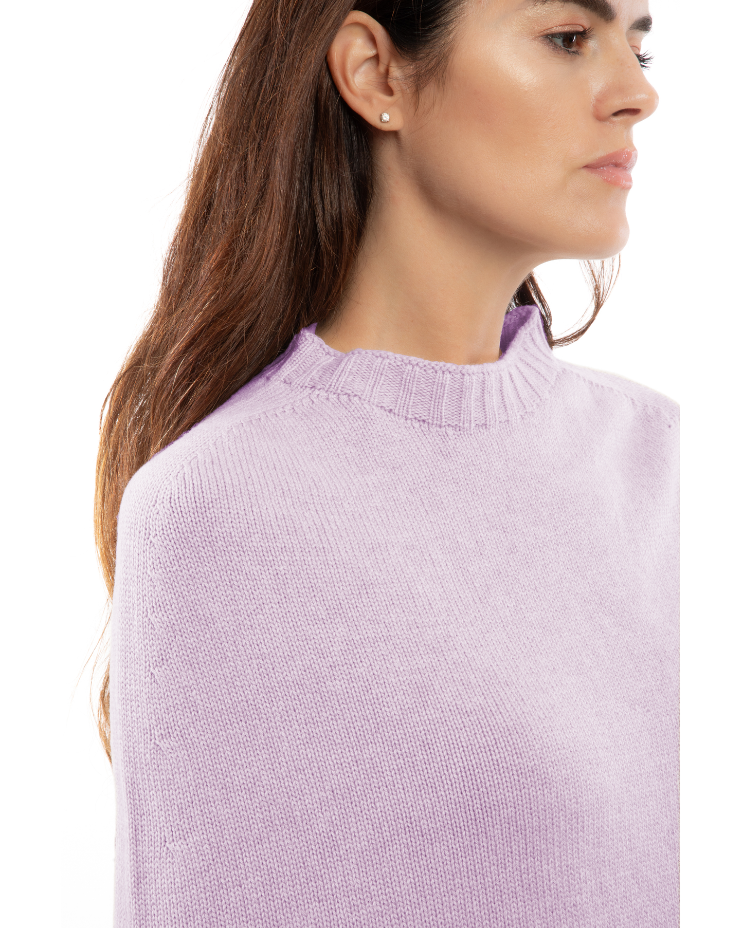 Women's Pure Cashmere Crew Neck Poncho Lilac