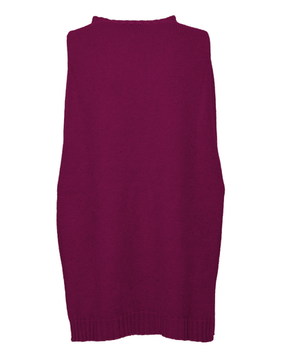 Women's Pure Cashmere Crew Neck Poncho Magenta