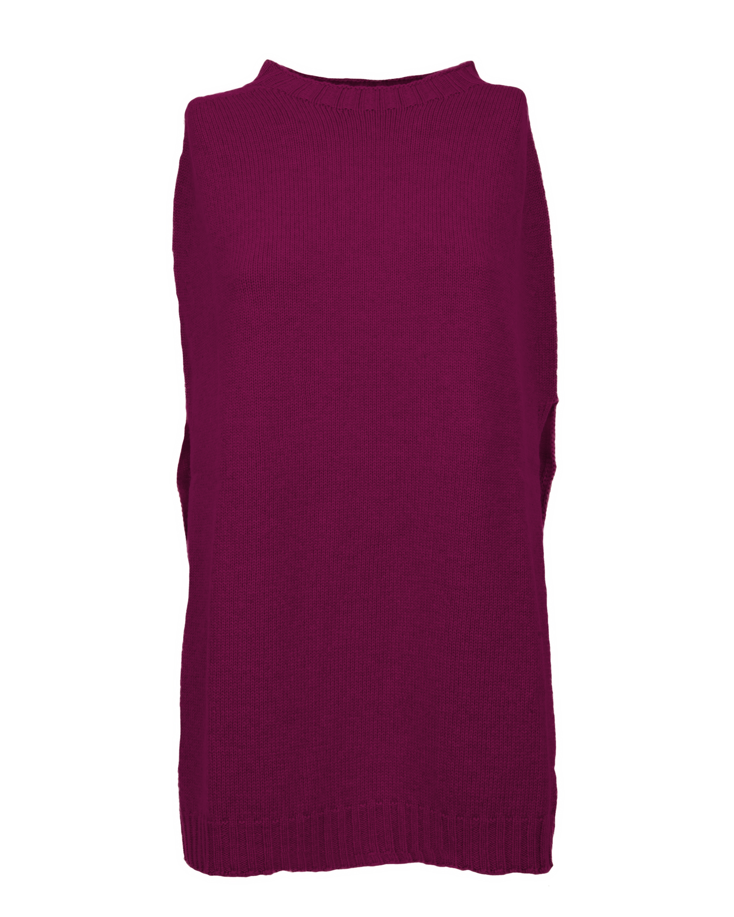 Women's Pure Cashmere Crew Neck Poncho Magenta