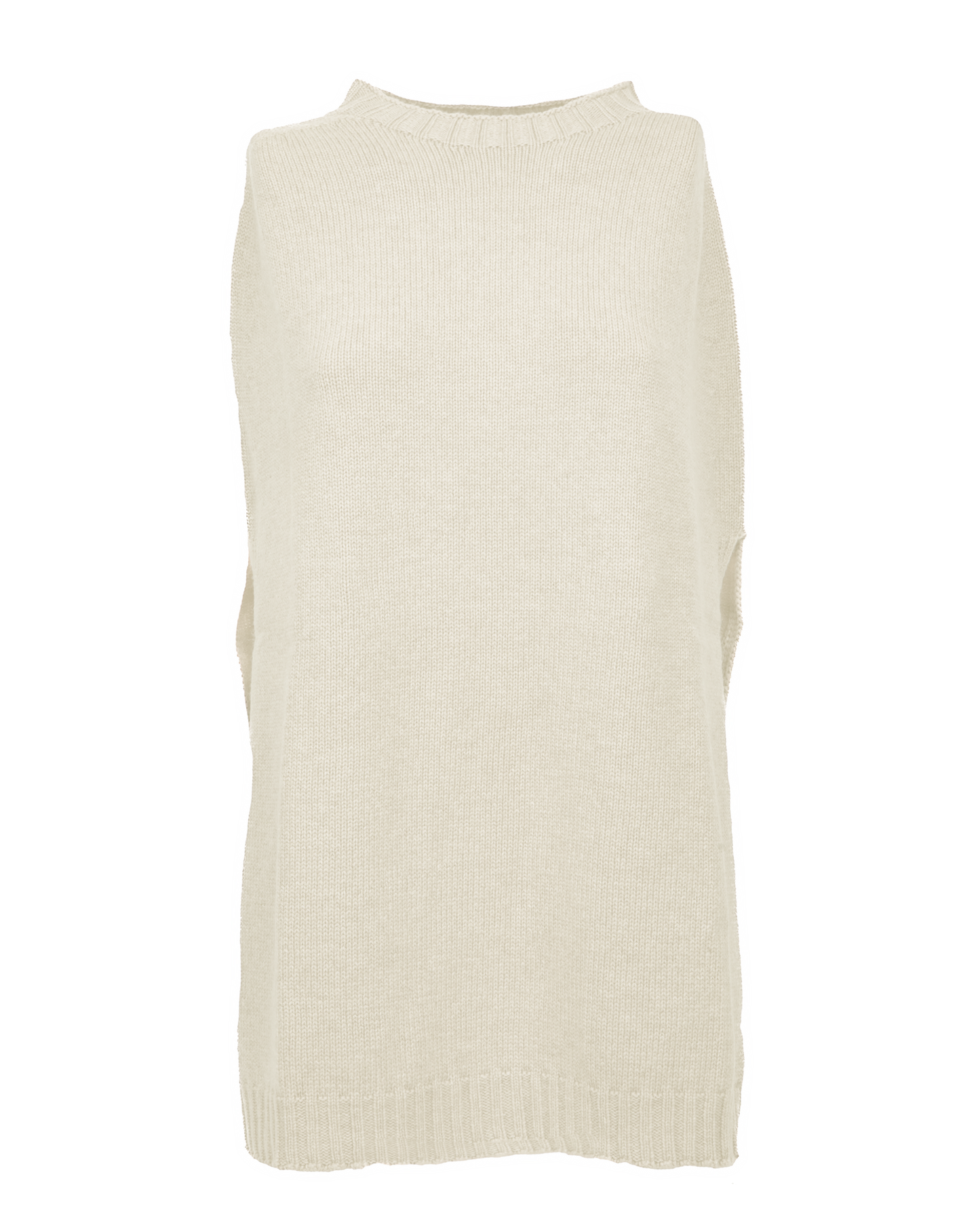 Women's Pure Cashmere Crew Neck Poncho Milk White