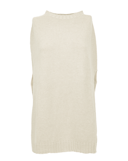 Women's Pure Cashmere Crew Neck Poncho Milk White