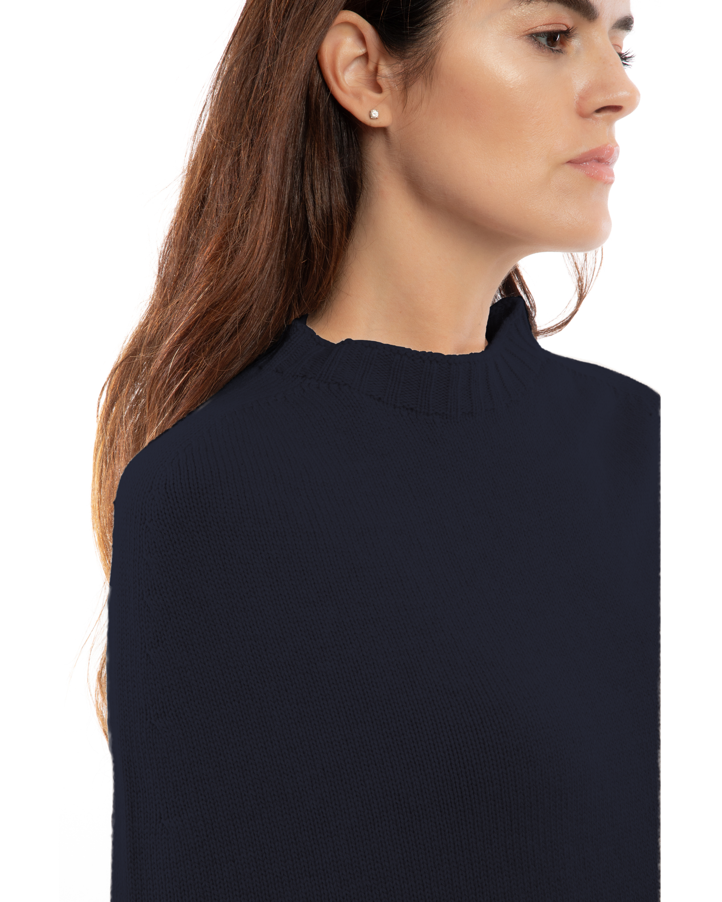 Women's Pure Cashmere Crew Neck Poncho Night Blue