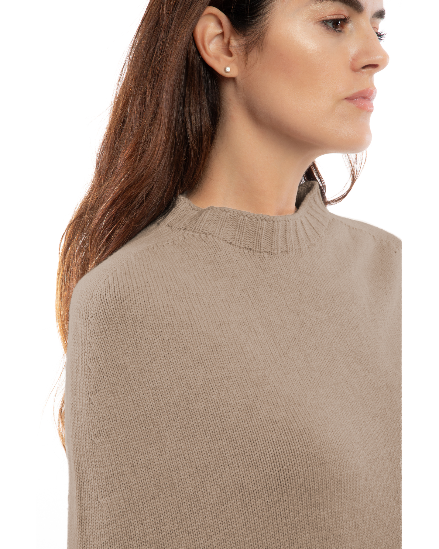 Women's Pure Cashmere Crew Neck Poncho Taupe