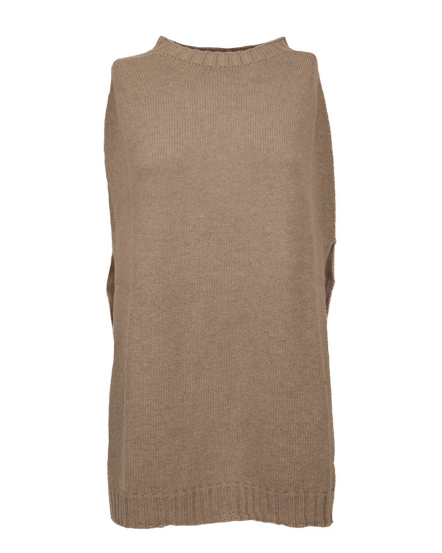 Women's Pure Cashmere Crew Neck Poncho Taupe