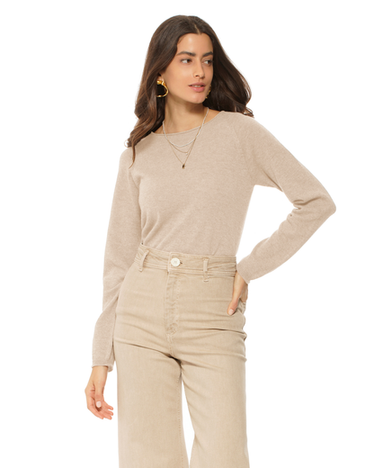 Women's Ultralight Cashmere Raglan Crew Neck Sweater Beige