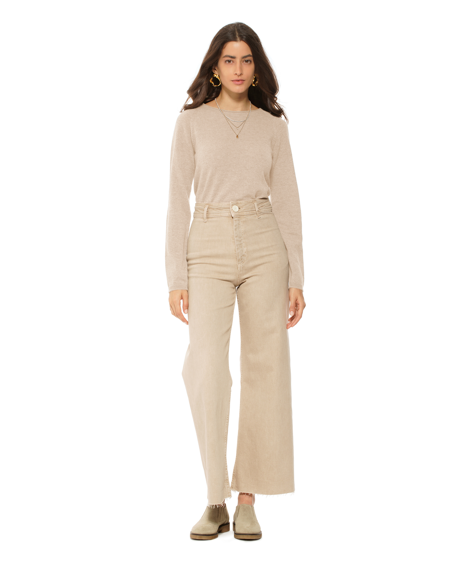 Women's Ultralight Cashmere Raglan Crew Neck Sweater Beige