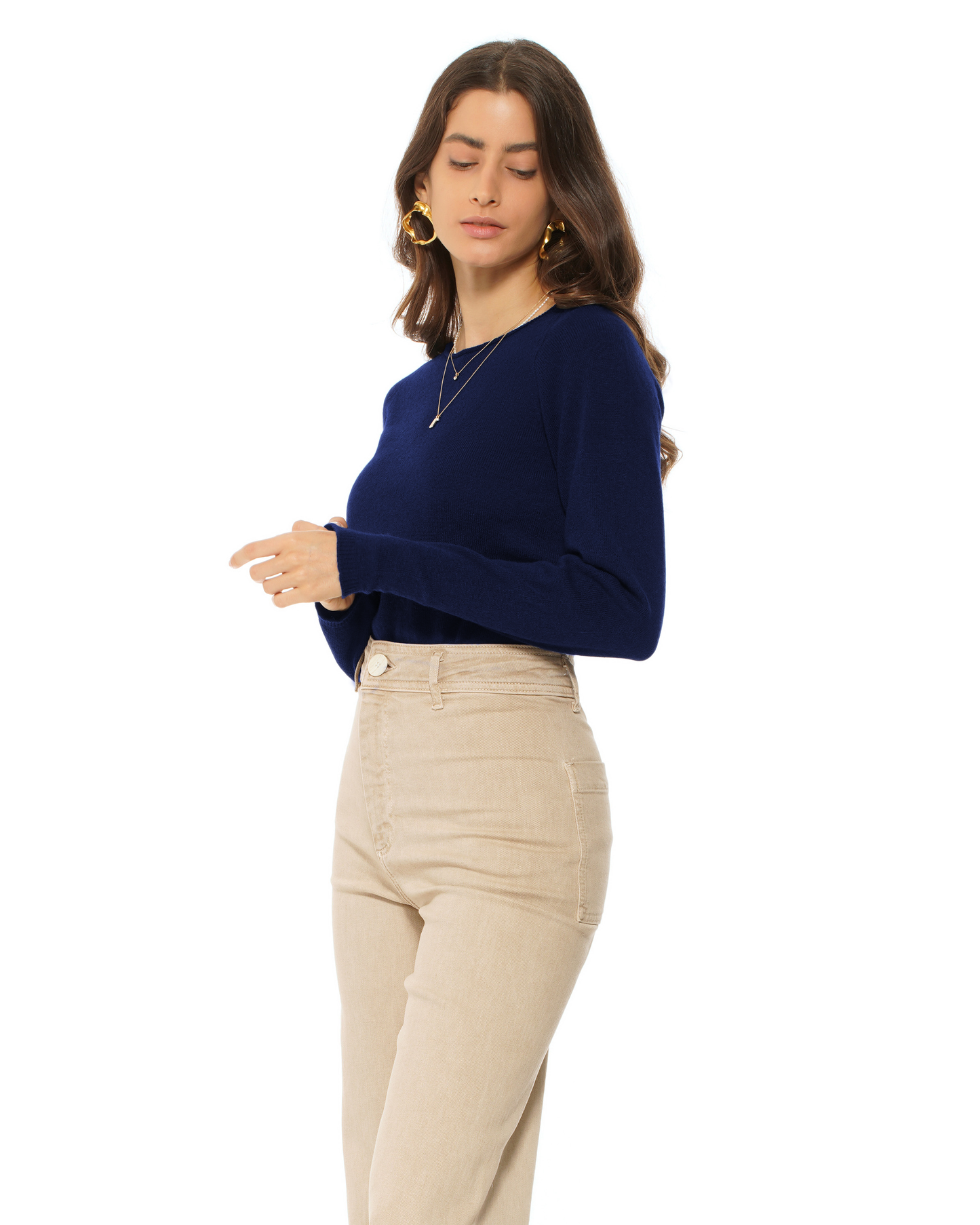 Women's Ultralight Cashmere Raglan Crew Neck Sweater Blue