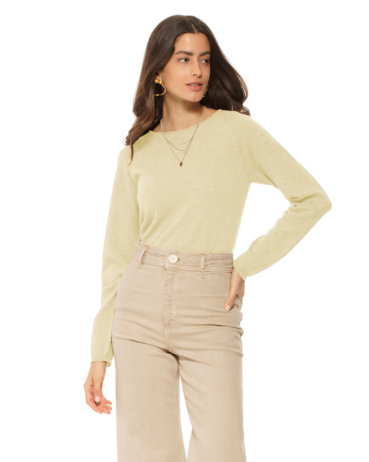 Women's Ultralight Cashmere Raglan Crew Neck Sweater Butter Yellow