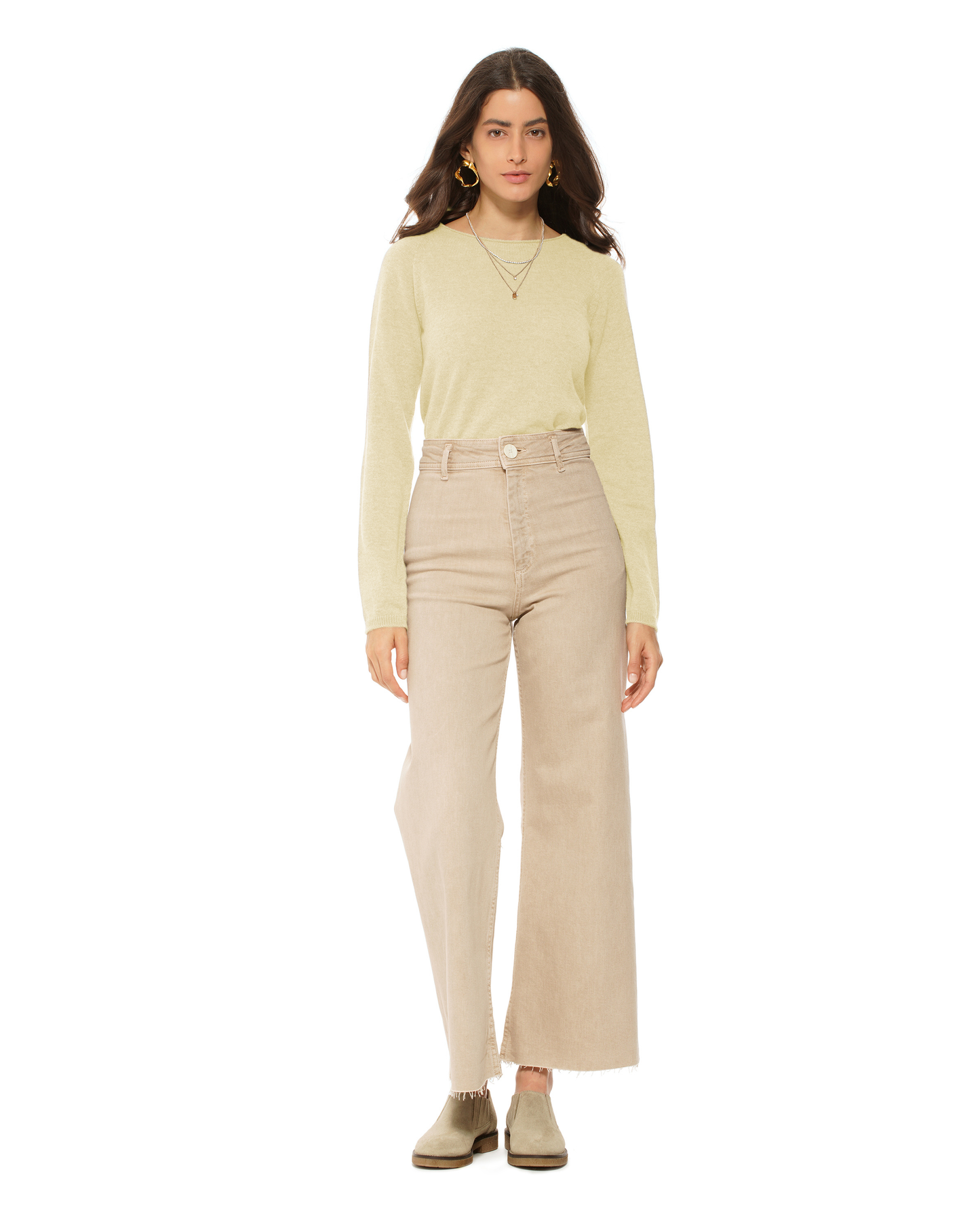 Women's Ultralight Cashmere Raglan Crew Neck Sweater Butter Yellow