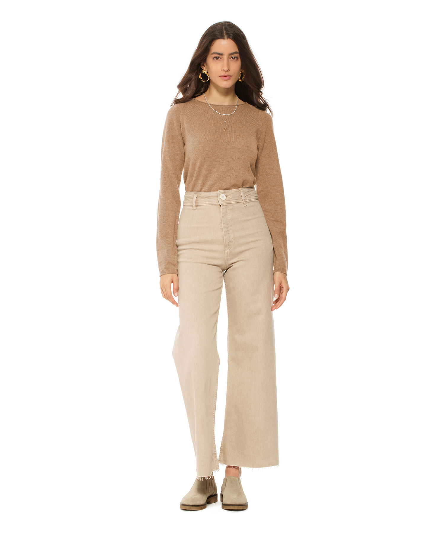 Women's Ultralight Cashmere Raglan Crew Neck Sweater Camel