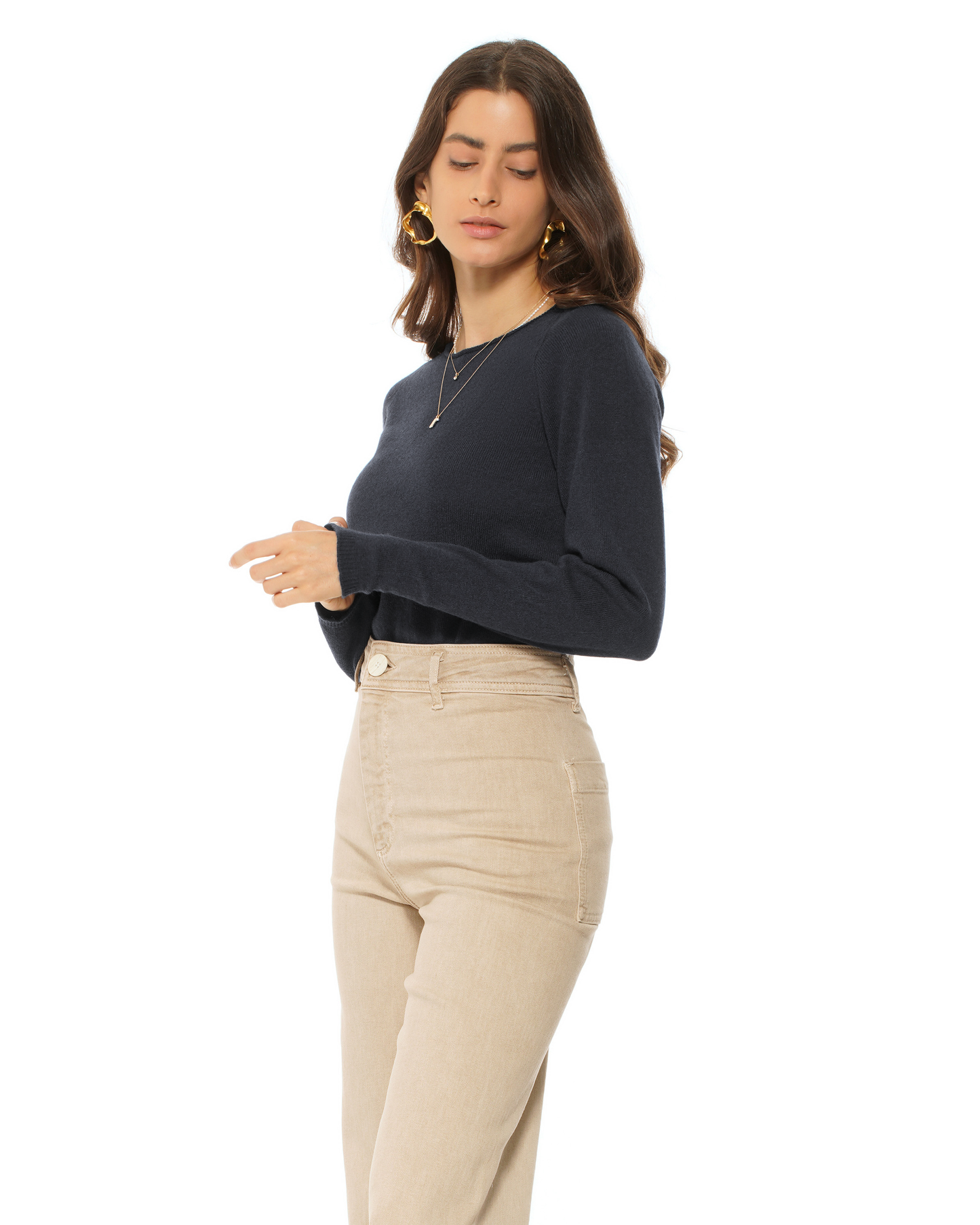 Women's Ultralight Cashmere Raglan Crew Neck Sweater Charcoal