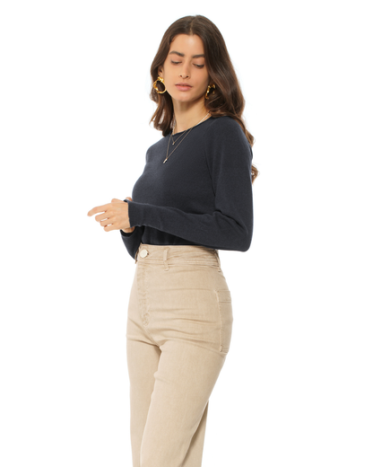 Women's Ultralight Cashmere Raglan Crew Neck Sweater Charcoal