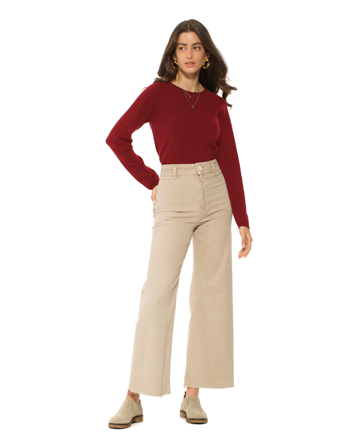 Women's Ultralight Cashmere Raglan Crew Neck Sweater Chianti