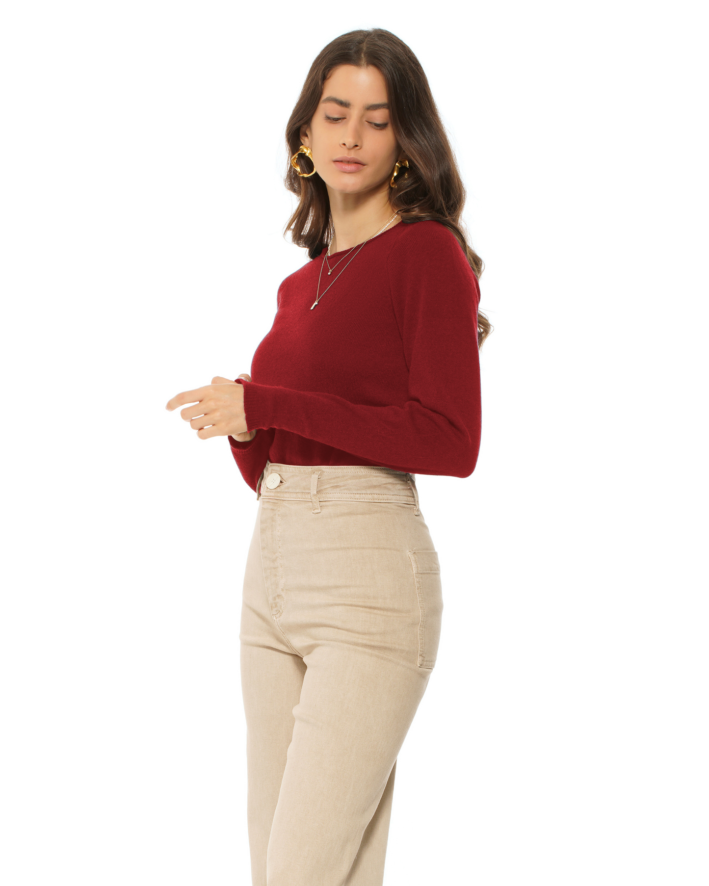 Women's Ultralight Cashmere Raglan Crew Neck Sweater Chianti